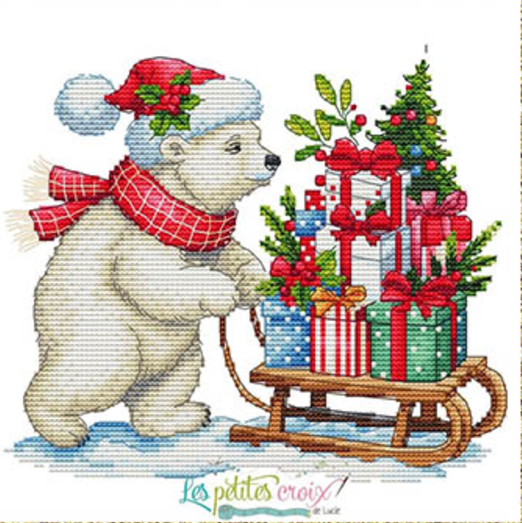 Christmas Bear and Gifts by Les Petites Croix De Lucie