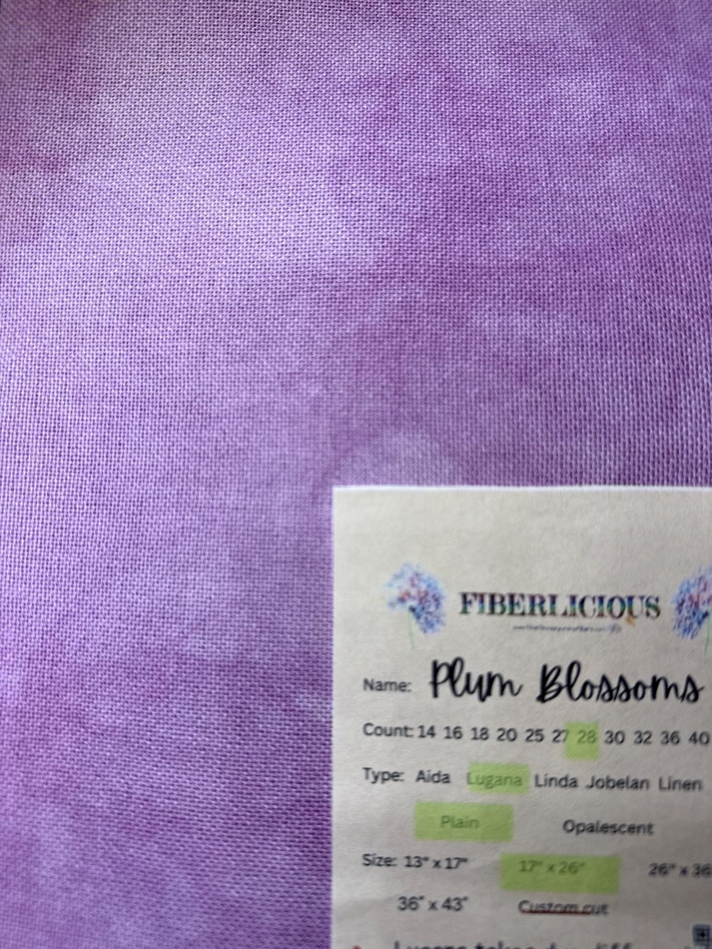 Plum Blossoms Lugana 28 Count